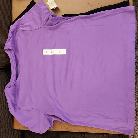 2 NWT Women's Studio Works Short Sleeved T-shirts Size XL Color Black/Purple - Picture 5 of 7